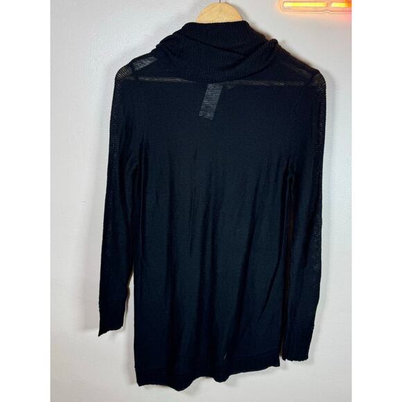 NWT Ann Taylor Cowl Neck Asymmetrical Hem Open Knit Lightweight Black Sweater M - Picture 6 of 9